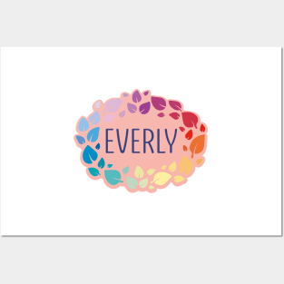 Everly name with colorful leaves Posters and Art